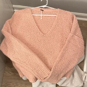Free People Soft Pink V-Neck Sweater